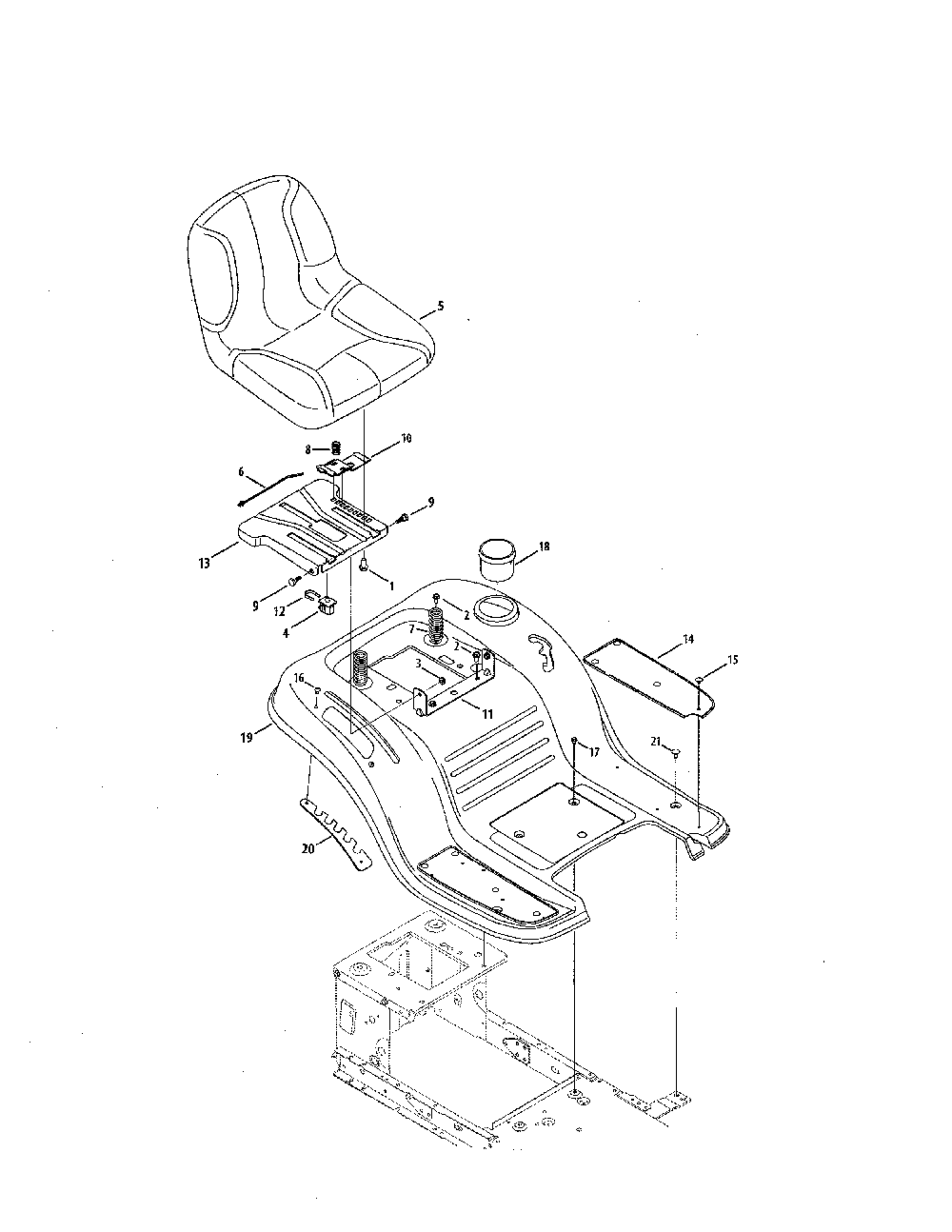 Seat/fender Diagram and Parts List for 13BL78XT299  MTD Lawn Tractor