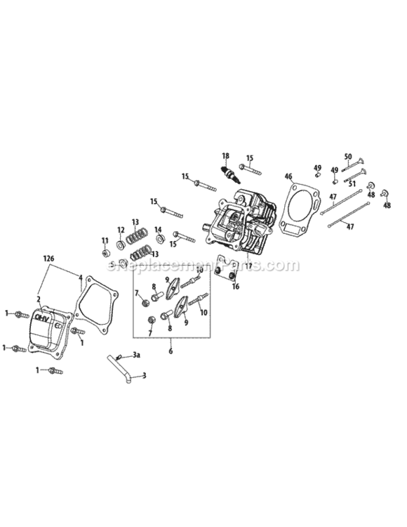 165-Sub-11_Cylinder_Head Diagram and Parts List for 165-SUB-11  MTD Engine