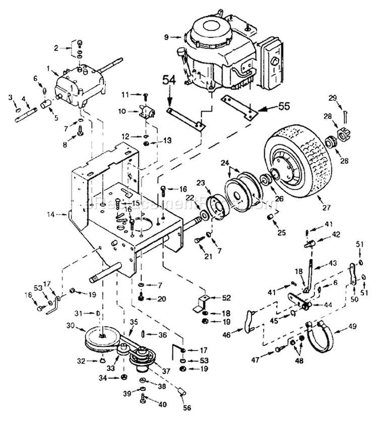 Page B Diagram and Parts List for 1336 55AD210R195 MTD Lawn Mower