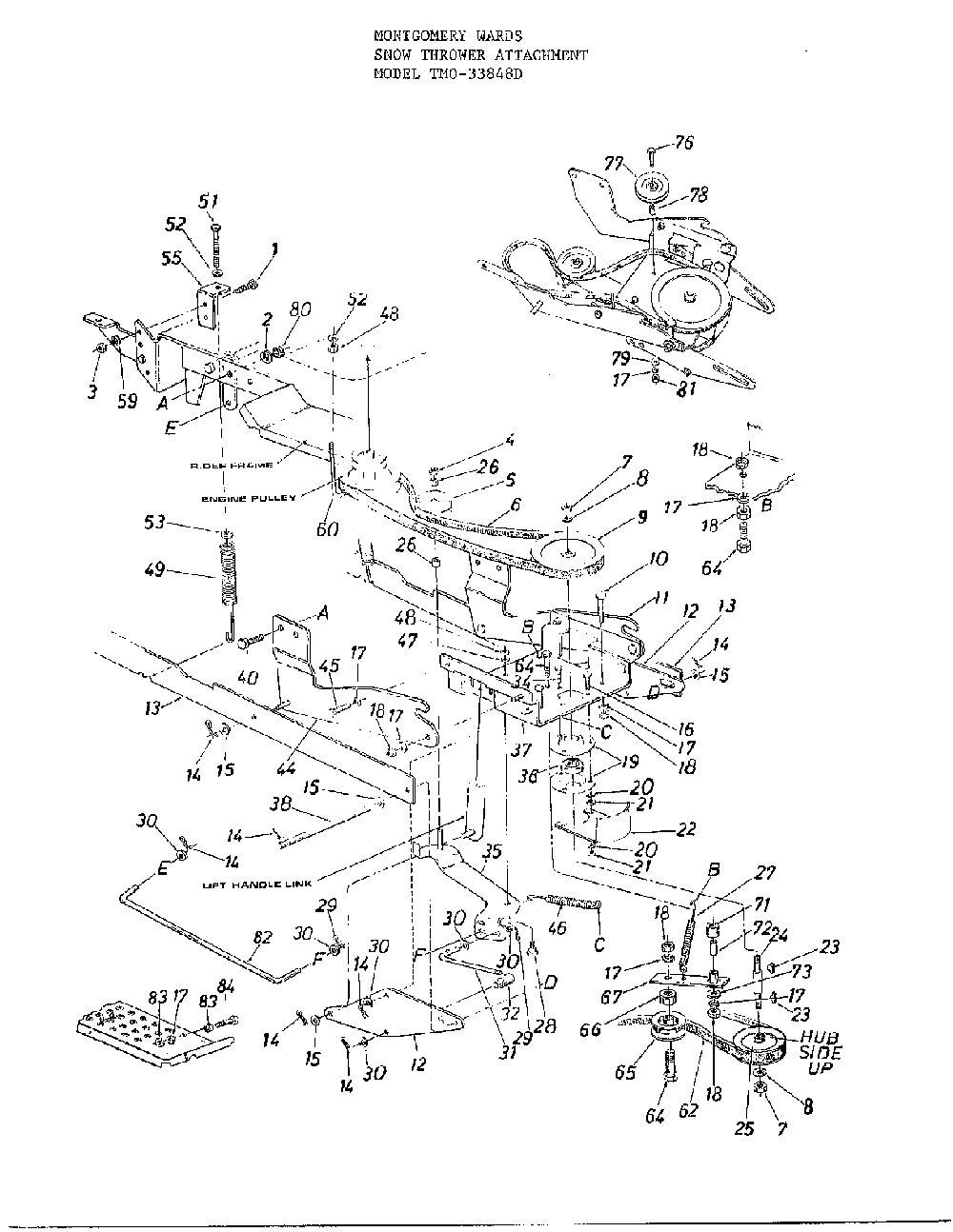 Snow thrower attachment page 3 Diagram and Parts List for 33848D  MTD Snow Blower