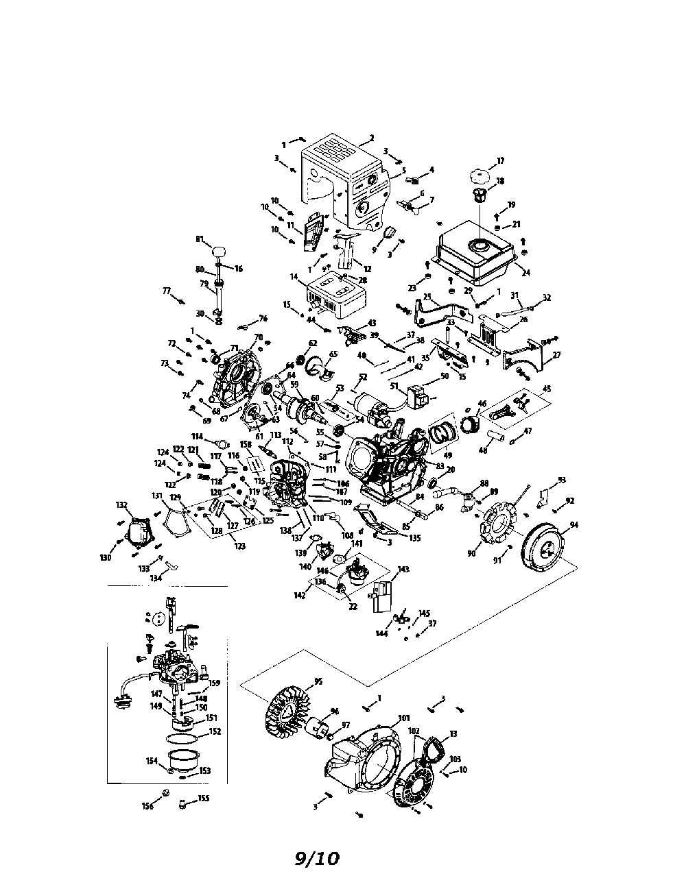 Engine Diagram and Parts List for 752Z490-SU  MTD Engine