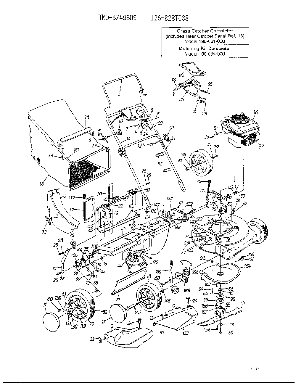 Form no. 770-96-2c Diagram and Parts List for 3749609  MTD Lawn Mower