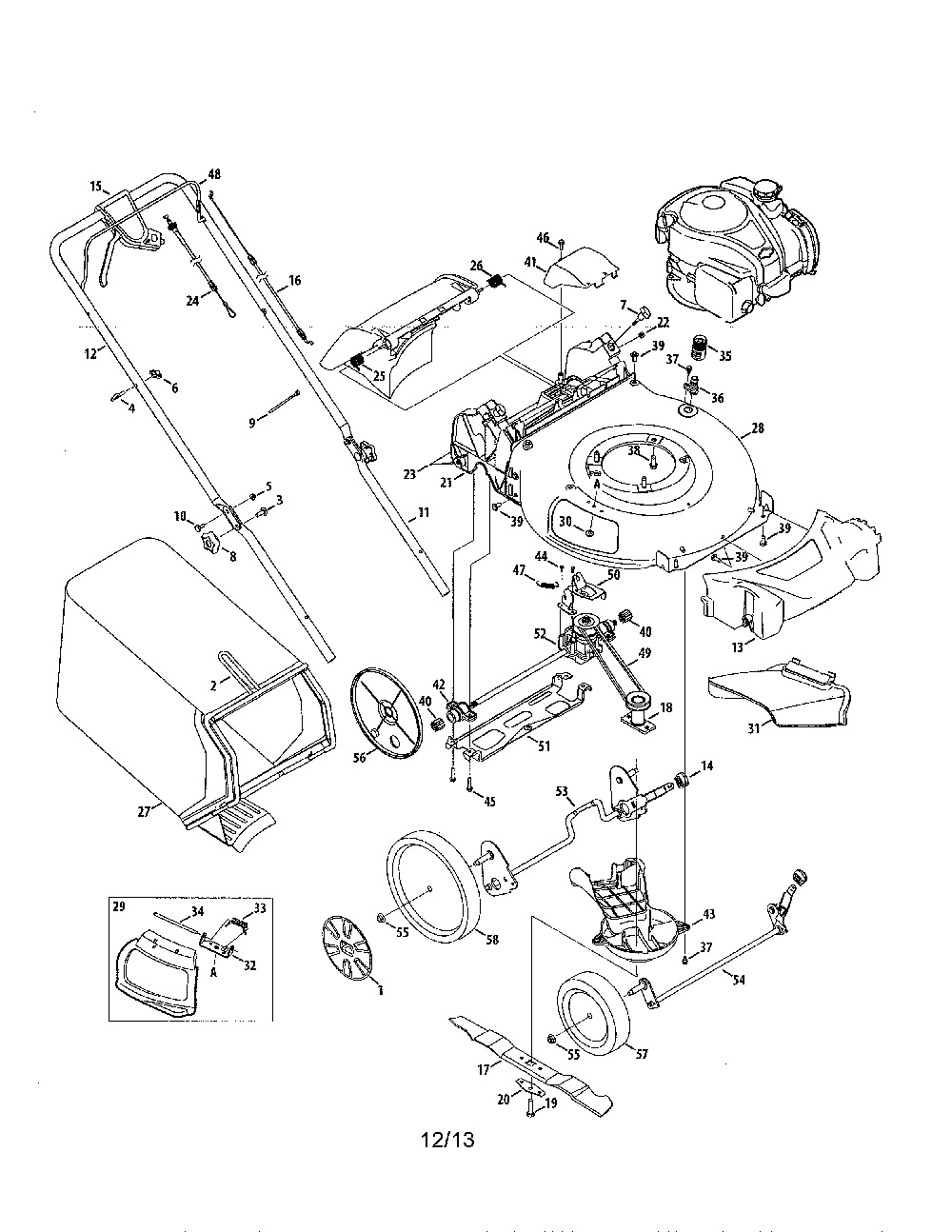 Lawn mower Diagram and Parts List for 12AVD2B8799  MTD Lawn Mower