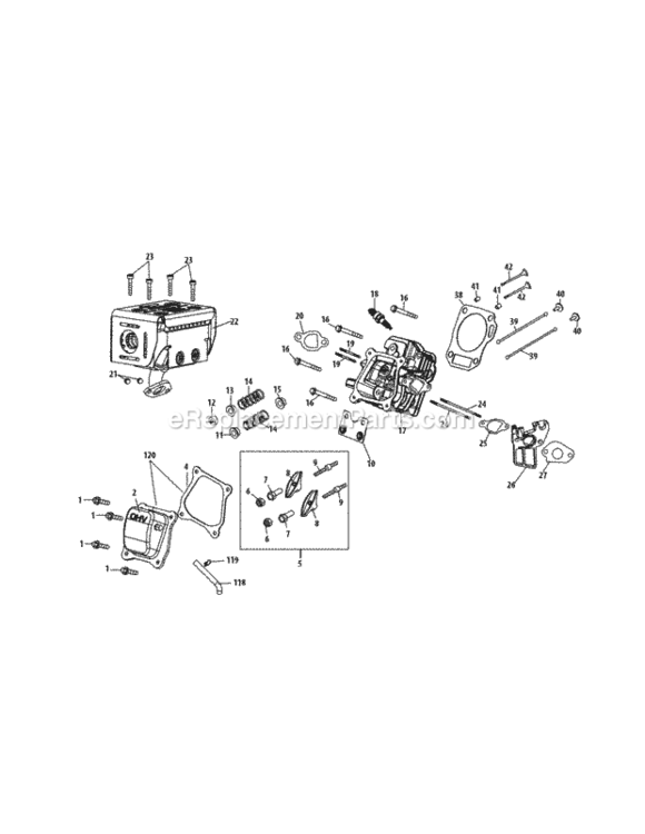 170-C0A_Cylinder_Head Diagram and Parts List for 170-C0A  MTD Engine