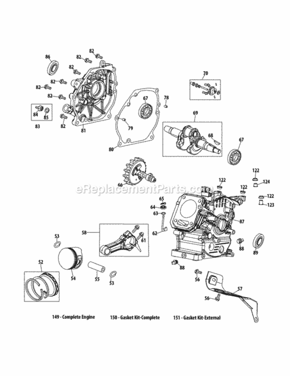 170-Cu_Crankcase Diagram and Parts List for 170-CU  MTD Engine