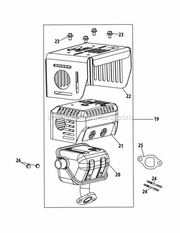 170-Cu_Muffler Diagram and Parts List for 170-CU  MTD Engine
