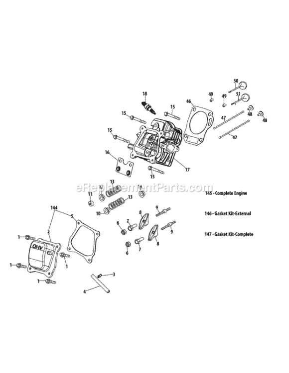 170-Du_Cylinder_Head Diagram and Parts List for 170-DU  MTD Engine