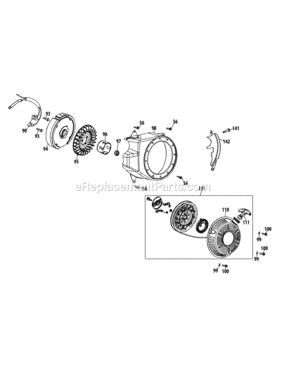 170-Du_Flywheel_And_Housing Diagram and Parts List for 170-DU  MTD Engine
