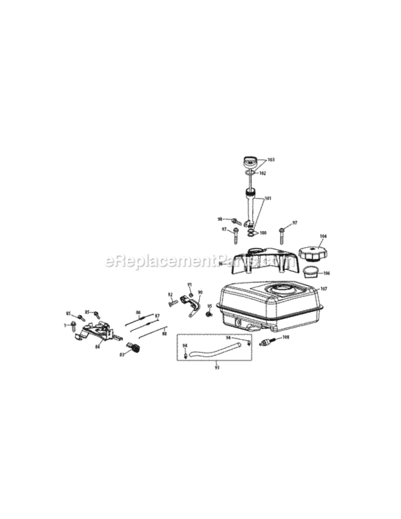 170-L0_Fuel_Tank_And_Mounting Diagram and Parts List for 170-L0  MTD Engine