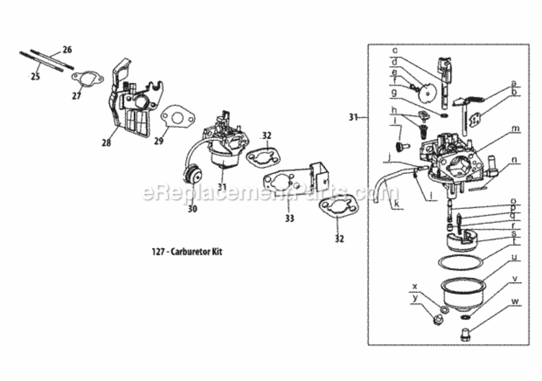 170-Su_Carburetor Diagram and Parts List for 170-SU  MTD Engine