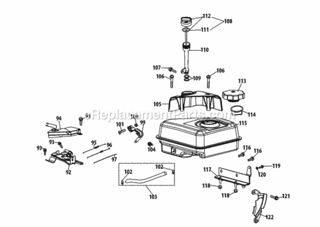 170-Su_Fuel_Tank_And_Mounting Diagram and Parts List for 170-SU  MTD Engine