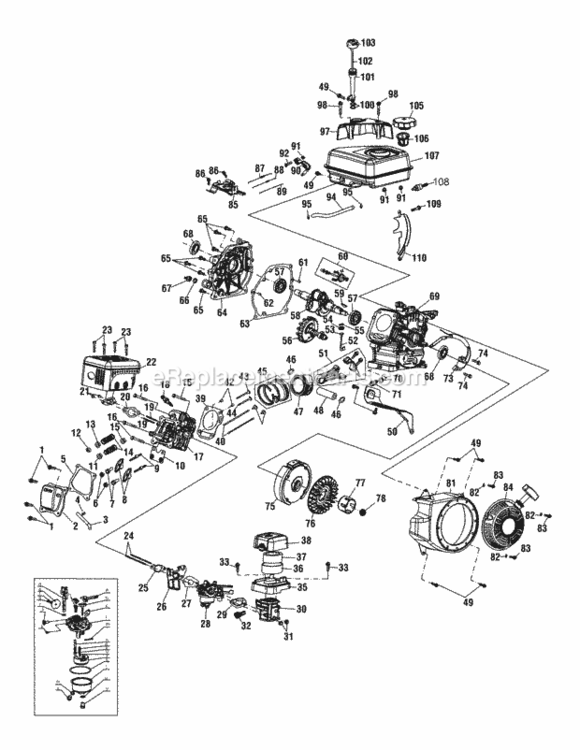 Engine_Assembly_170-T0A Diagram and Parts List for 170-T0A  MTD Engine