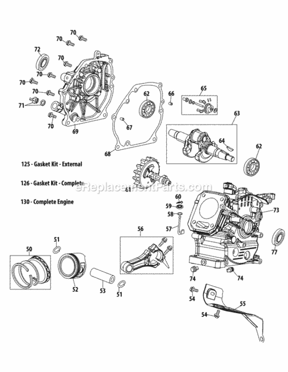 170-Tu_Crankcase Diagram and Parts List for 170-TU  MTD Engine