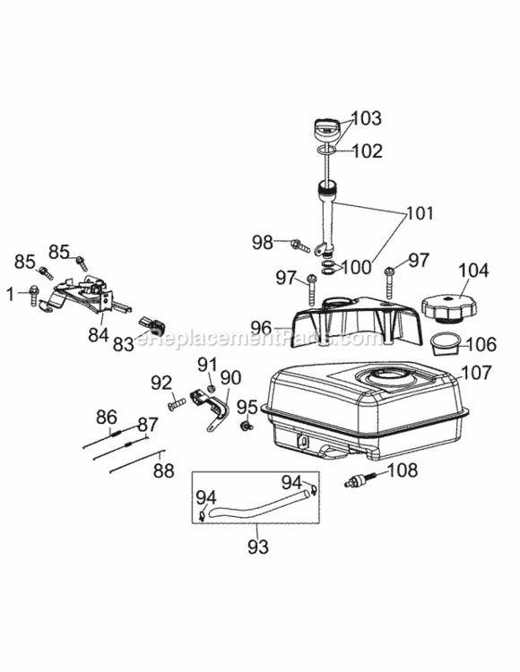 170-V0B_Fuel_Tank Diagram and Parts List for 170-V0B  MTD Engine