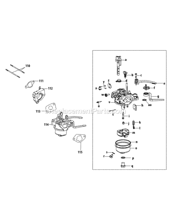 178-L0-11_Carburetor_Assembly Diagram and Parts List for 178-L0-11  MTD Engine