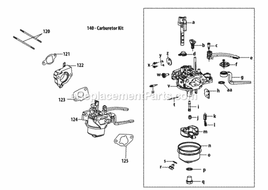 178-Lu_Carburetor_Assembly Diagram and Parts List for 178-LU  MTD Engine