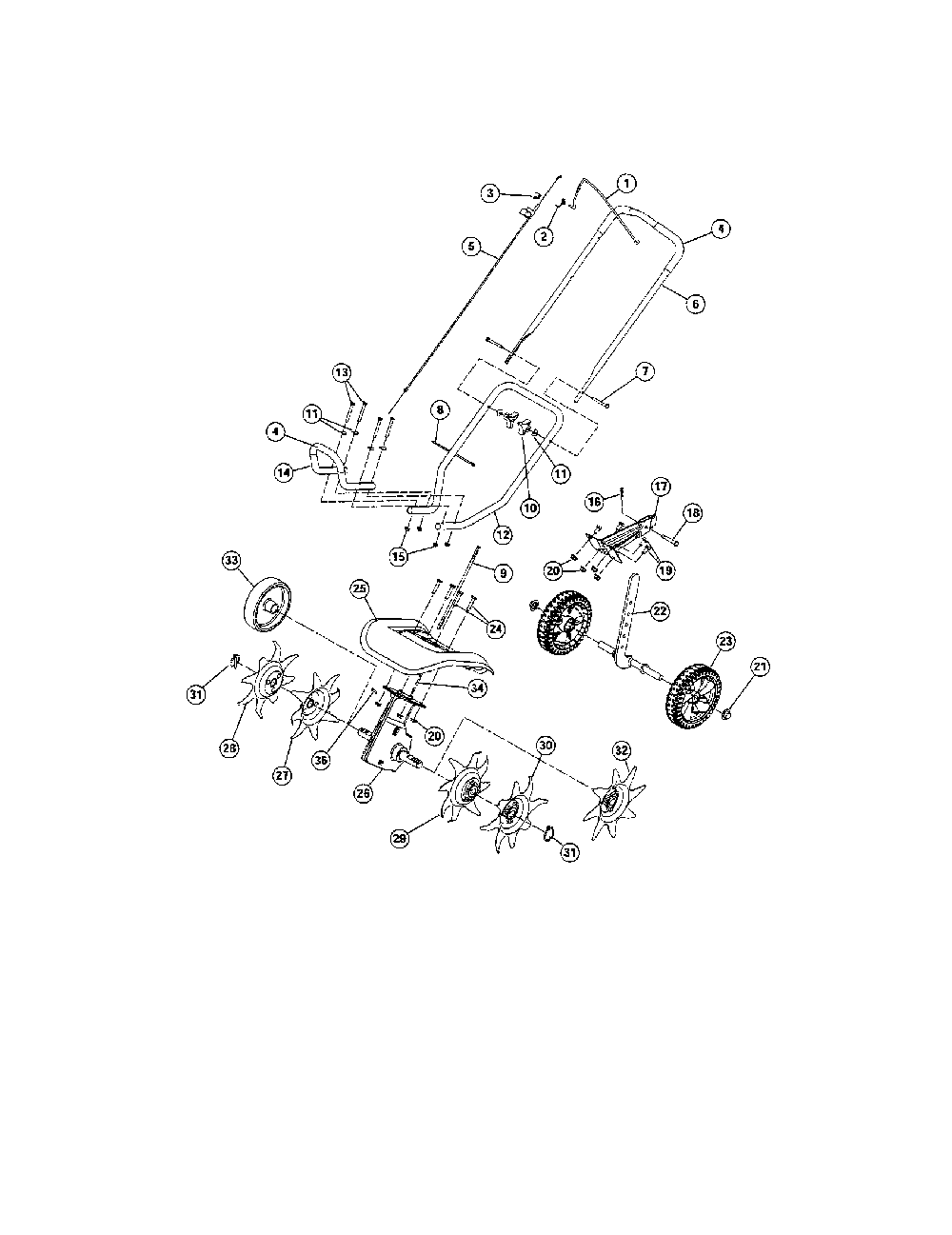Cultivator assembly Diagram and Parts List for 21A5144R799  MTD Cultivator