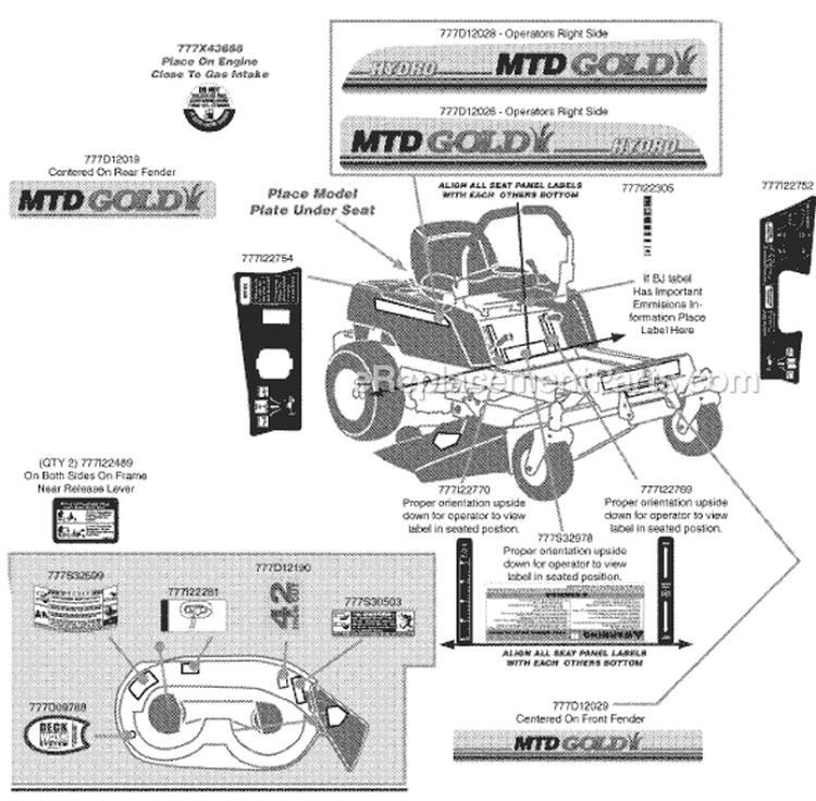 Page G Diagram and Parts List for 17AE2ACG105 2009 MTD Lawn Tractor