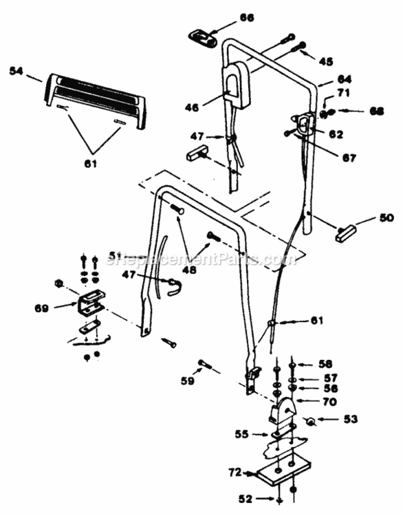 Handle_Bar_Assembly Diagram and Parts List for 181-414D000 1991 MTD Lawn Mower