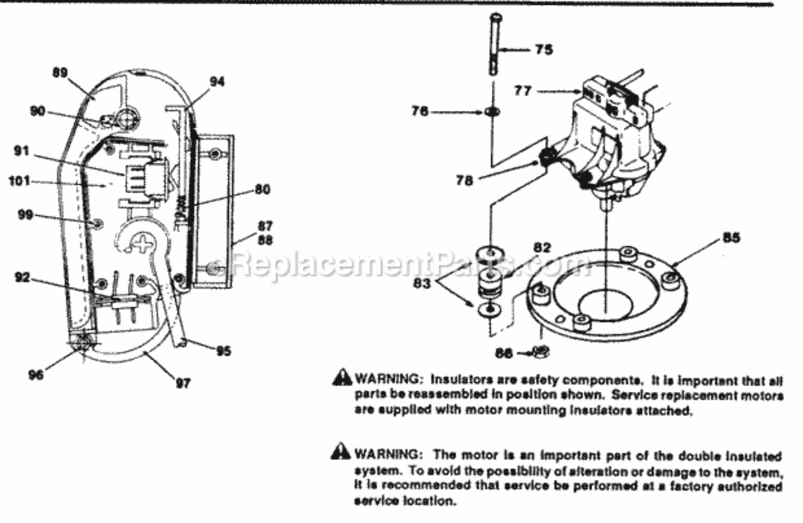 Motor_And_Switch_Assembly Diagram and Parts List for 181-414D000 1991 MTD Lawn Mower