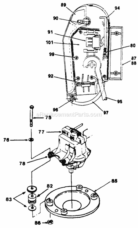 Switch_Detail_Switch_Box_Assembly Diagram and Parts List for 182-424D009 1992 MTD Lawn Mower