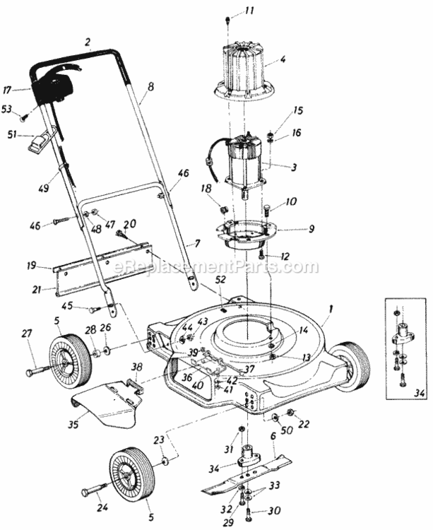 Parts Diagram and Parts List for 185-070-000 1985 MTD Lawn Mower