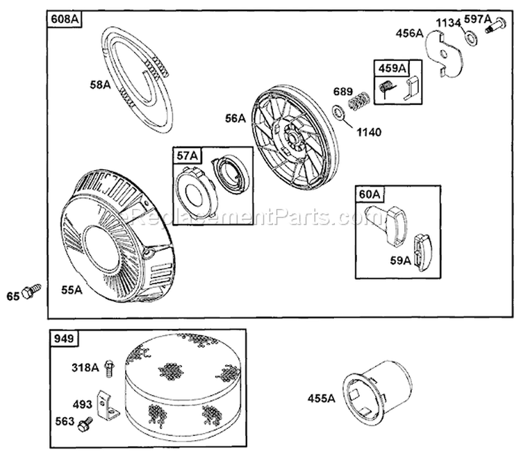 Page AA Diagram and Parts List for 1852H 55AF3C5T195 MTD Lawn Mower