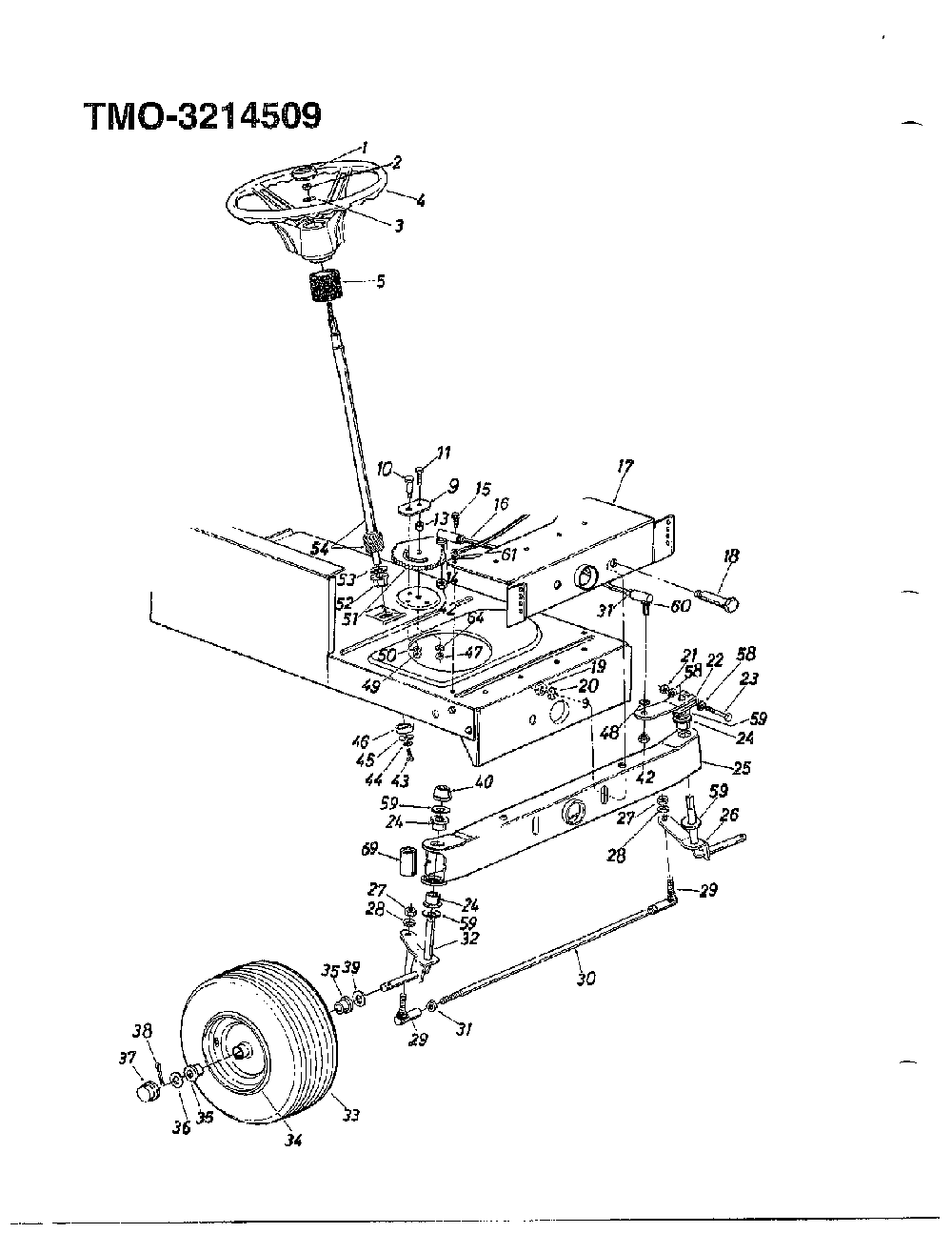 14.5hp 42" tractor/wheel chart Diagram and Parts List for 3214509  MTD Lawn Tractor