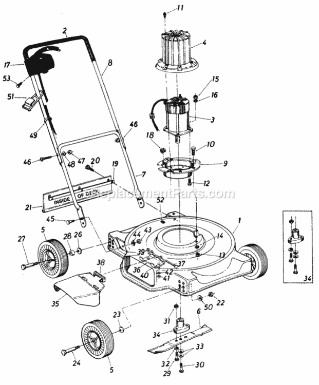 Parts Diagram and Parts List for 187-070-000 1987 MTD Lawn Mower