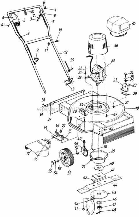 Parts Diagram and Parts List for 189-421-046  MTD Lawn Mower