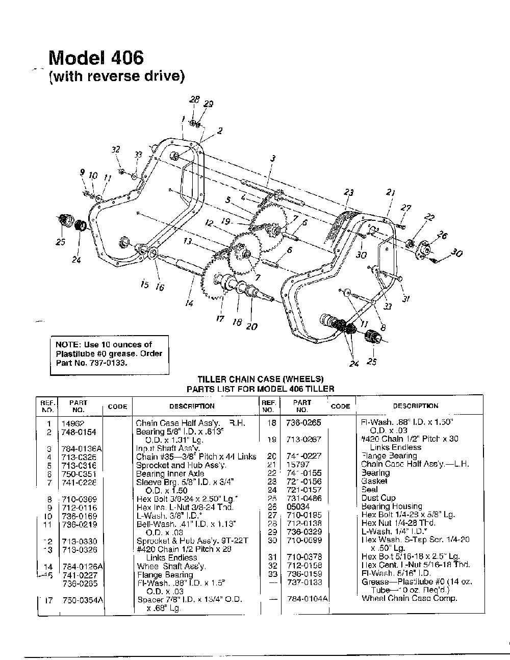 Tiller chain case page 2 Diagram and Parts List for 3903003  MTD Tiller