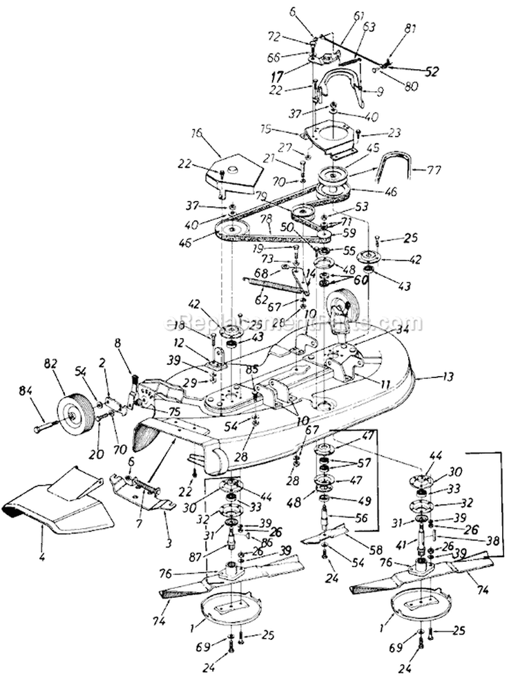 Page A Diagram and Parts List for 190-803-372 1987 MTD Lawn Tractor