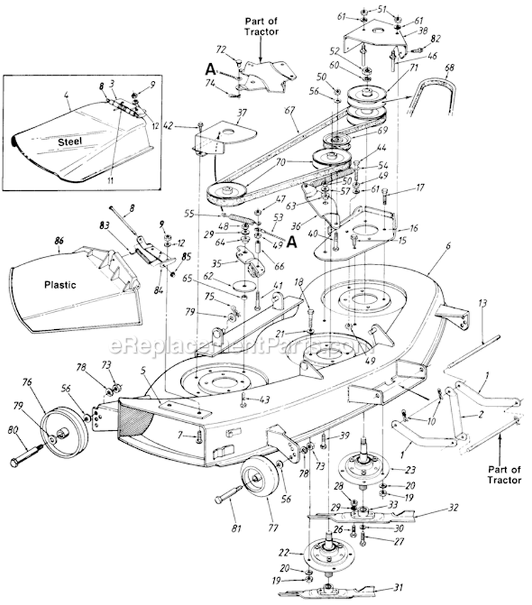 Page A Diagram and Parts List for 190-806-000 1989 MTD Lawn Tractor