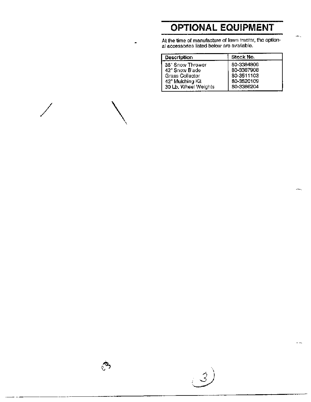 14hp 42" lawn/optional equipment Diagram and Parts List for 3396102  MTD Lawn Tractor