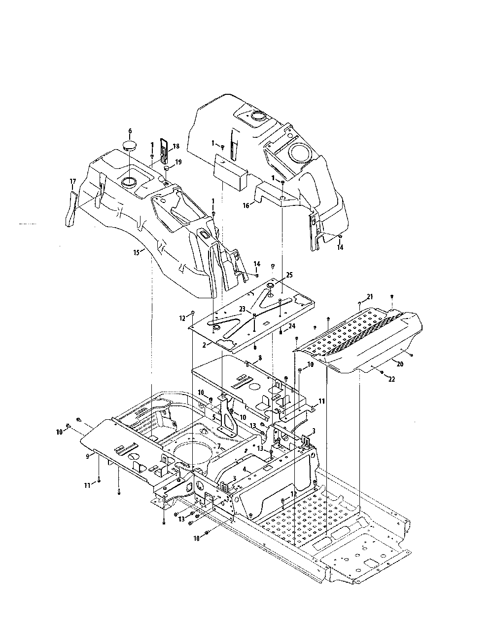 Console/seat box plate Diagram and Parts List for 17BSDALB099  MTD Lawn Tractor