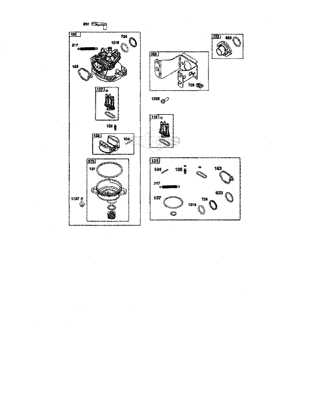 Carburetor Diagram and Parts List for 12AVP7BB799  MTD Lawn Mower