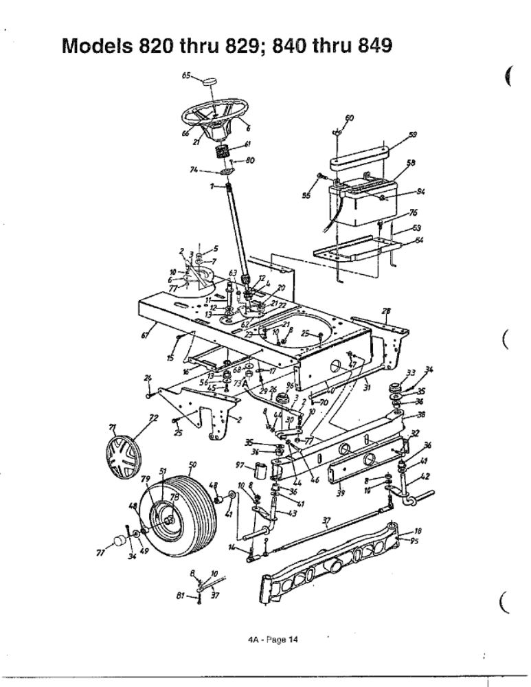 Garden Tractor 1 Diagram and Parts List for 820 THRU 829 MTD Lawn Tractor