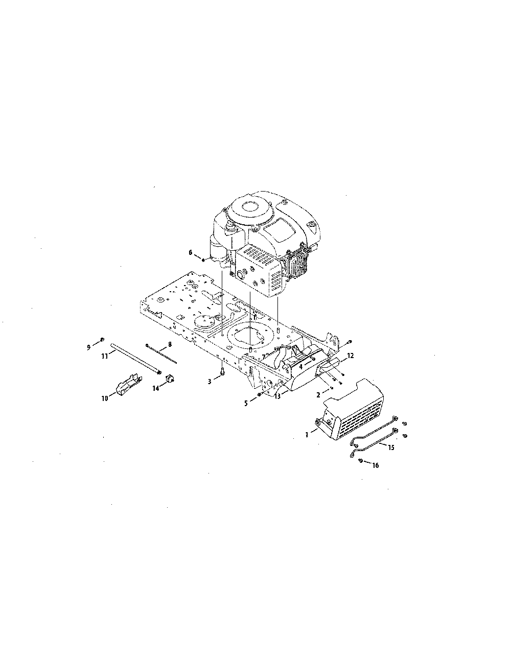 Engine/muffler/shield Diagram and Parts List for 13AL79XS099  MTD Lawn Tractor