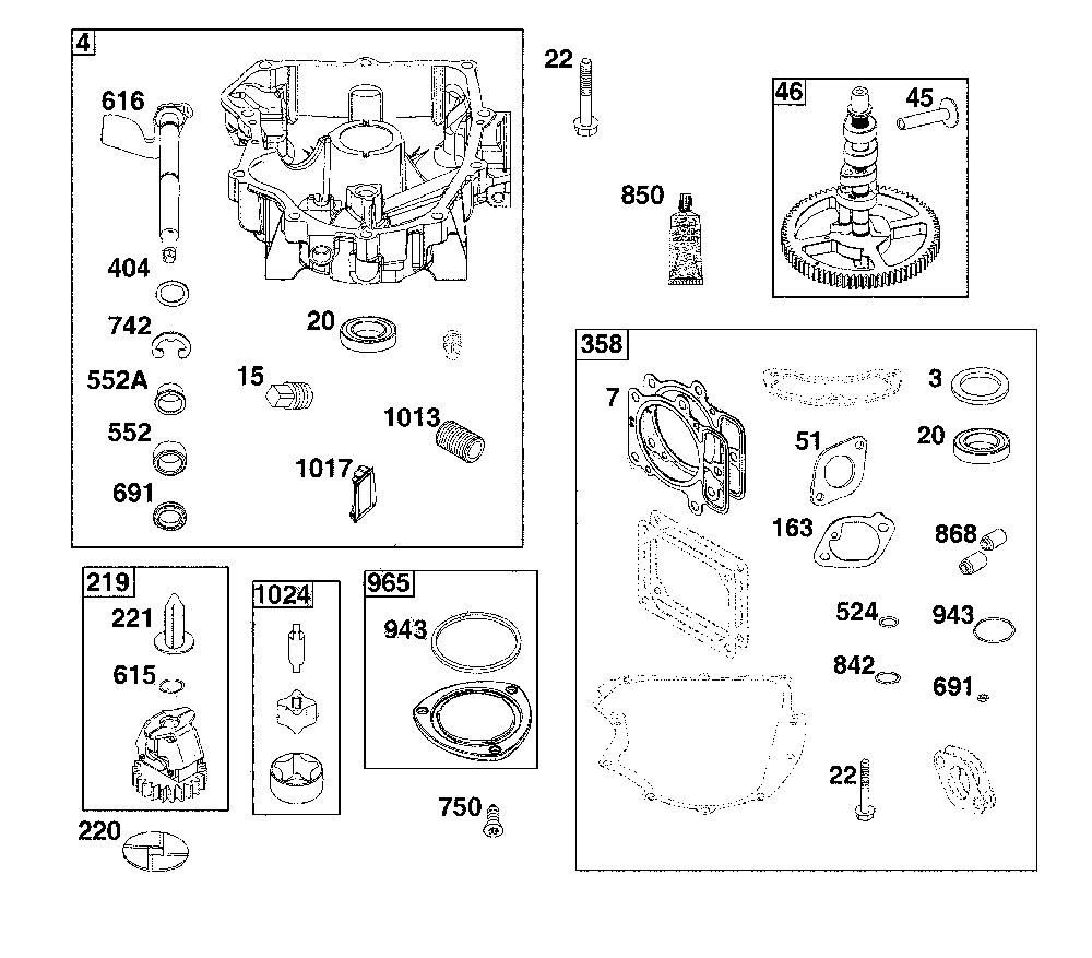 Crankcase cover/sump Diagram and Parts List for 17ADFACW093  MTD Lawn Mower