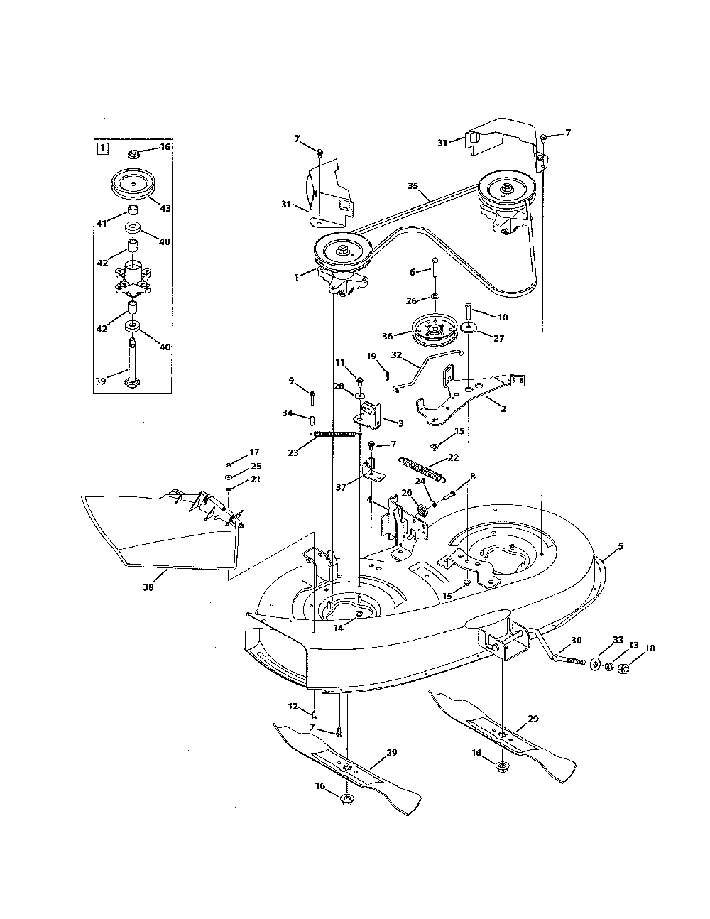 38" deck Diagram and Parts List for 769-05404  MTD Lawn Tractor