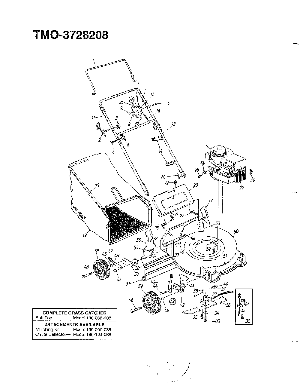 3.75 hp 21" rotary mower page 2 Diagram and Parts List for 3728208  MTD Lawn Mower