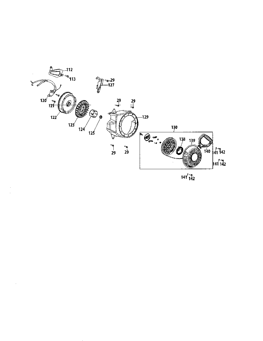 Recoil starter Diagram and Parts List for 31AS68EE799  MTD Snow Blower