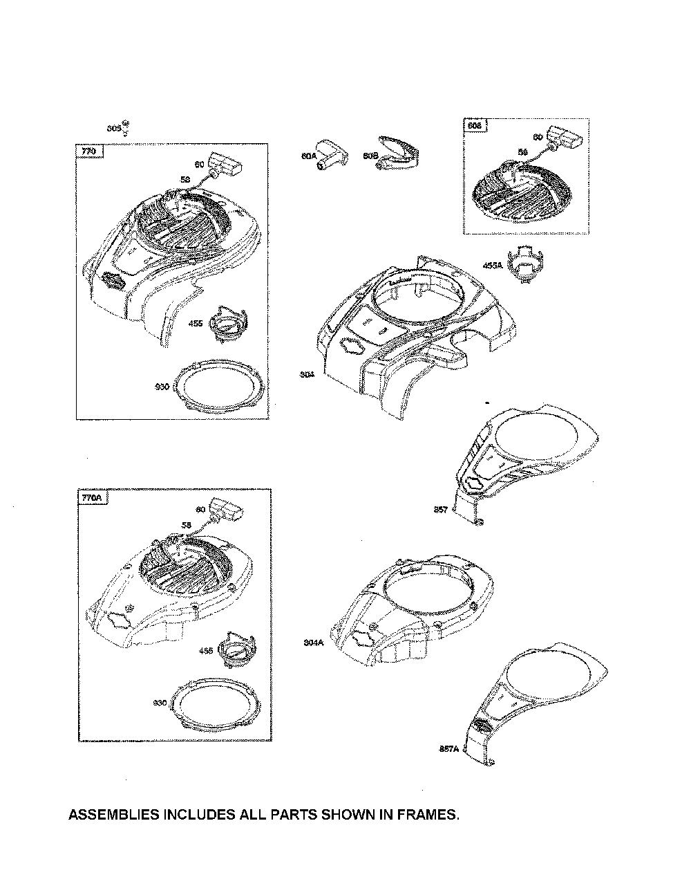 Blower housing/rewind starter Diagram and Parts List for 11A-A1BW799  MTD Lawn Mower