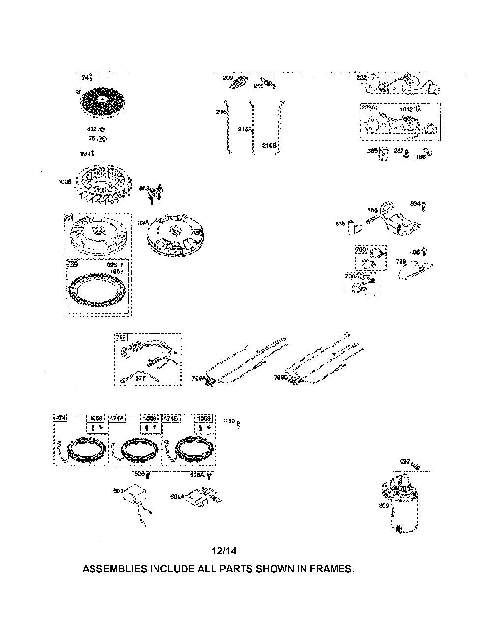 Alternator/starter Diagram and Parts List for 17BKCACS099  MTD Lawn Mower