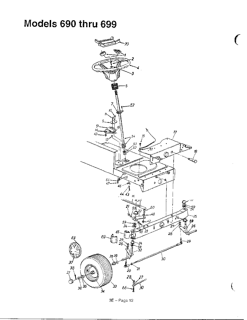 Models 690-699 Diagram and Parts List for 3410002  MTD Lawn Tractor
