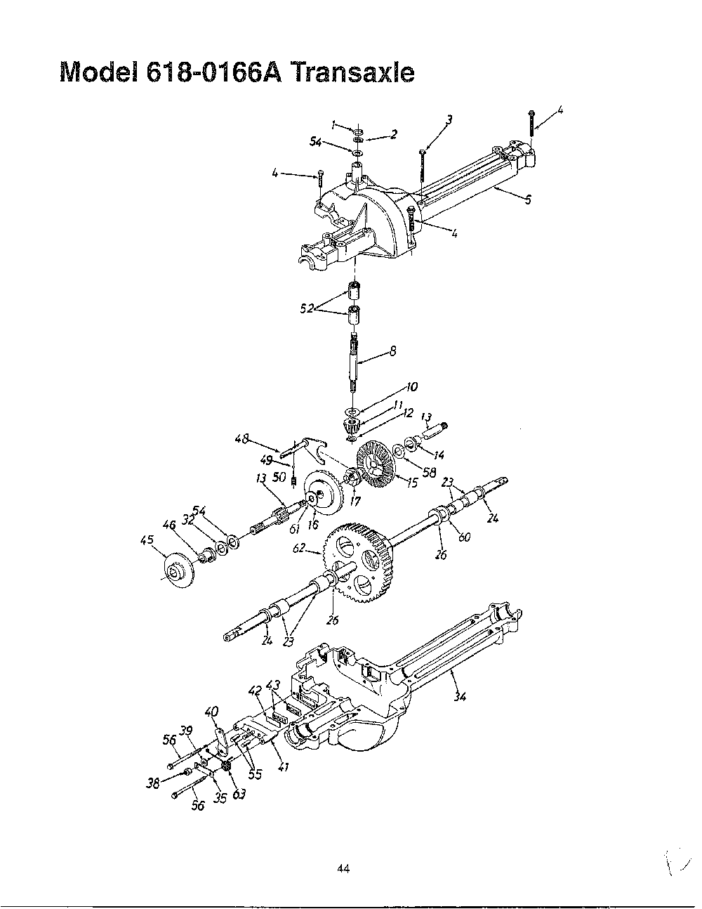 Transaxle Diagram and Parts List for SKU3102806  MTD Lawn Mower
