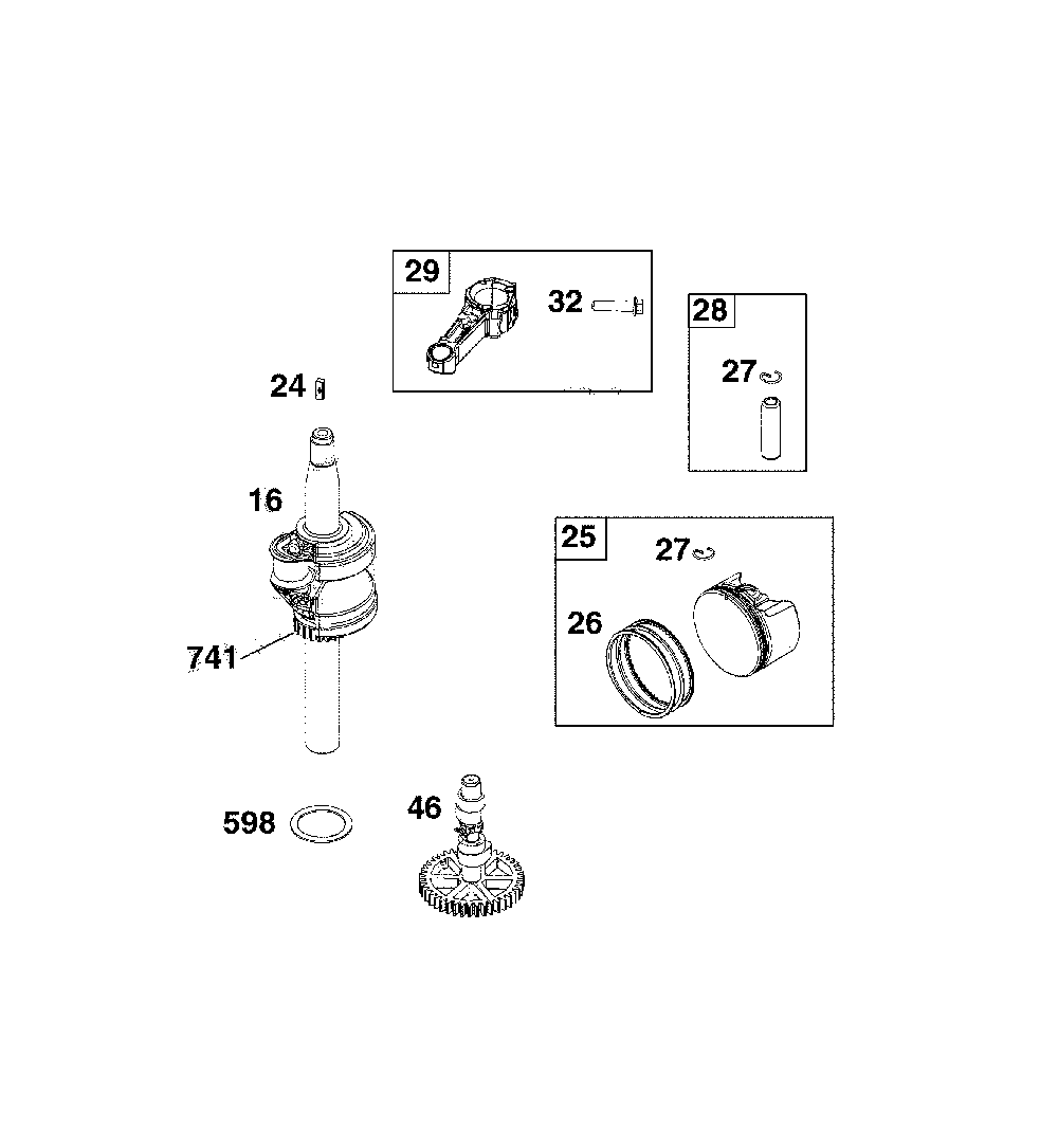 Crankshaft Diagram and Parts List for 12A-A15W793  MTD Lawn Mower