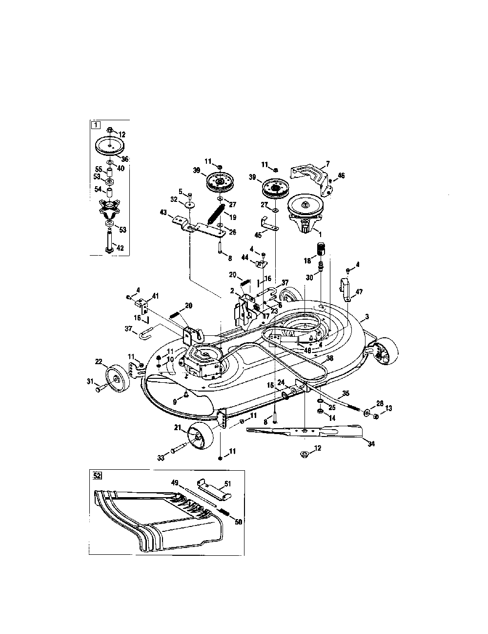 Deck Diagram and Parts List for 13AR91PS099  MTD Lawn Tractor