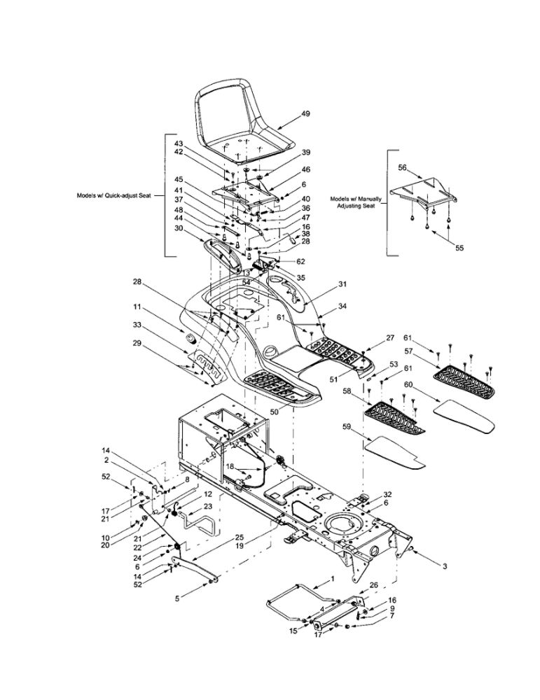 Seat Diagram and Parts List for 608  MTD Lawn Tractor