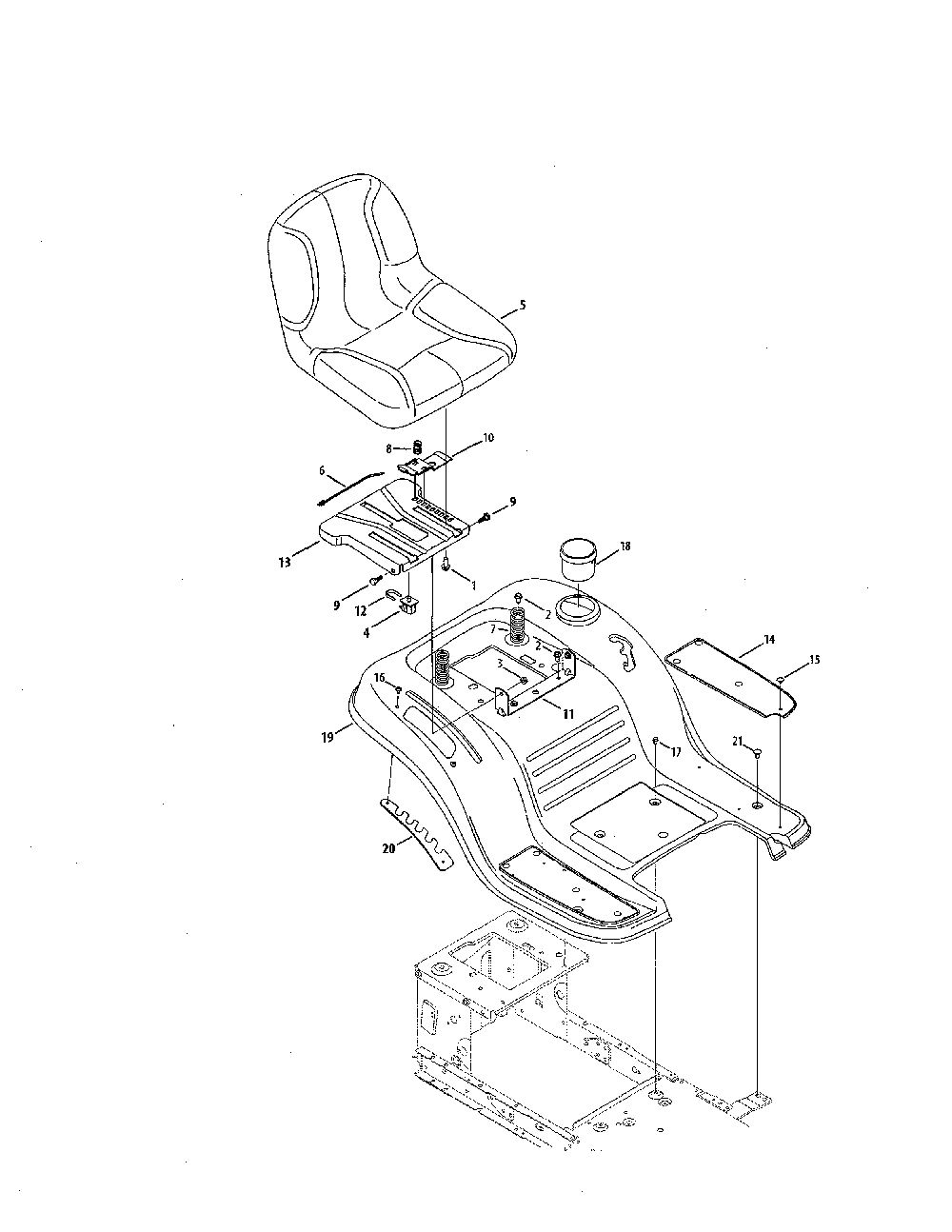 Seat/fender Diagram and Parts List for 13AL77XT099  MTD Lawn Tractor